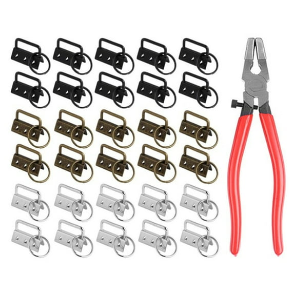 ROZYARD 30pcs 32mm for Key Fob Hardware with Split Rings Set for DIY Wristlet Clamp Lany
