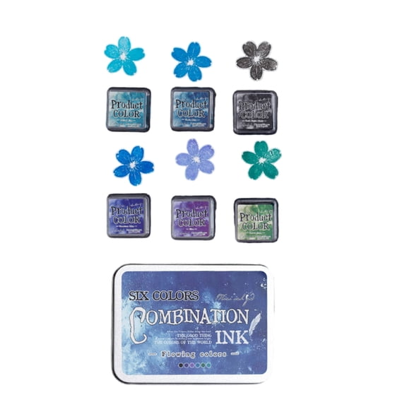 ROZYARD 6 Pcs Combination Inkpad Flowing Colors Series Ink Pad Set Stamp Pad Set
