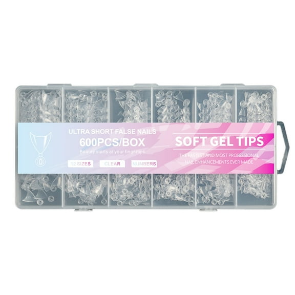 ROZYARD 600 Pcs Clear Nail Tips for Acrylic Nails Soft Gels Tips Short Half Cover Tips