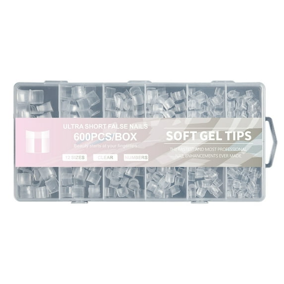 ROZYARD 600 Pcs Clear Nail Tips for Acrylic Nails Soft Gels Tips Short Half Cover Tips