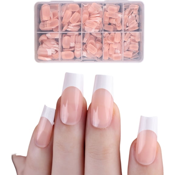 ROZYARD 600x Almond False Nails Press On Nail French Tip False Nails Ballerinas Full Cover Stick On Nail Manicures Supplies