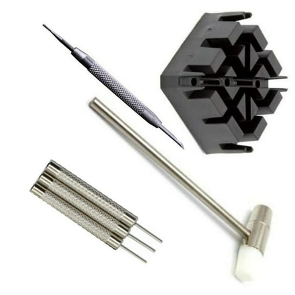 ROZYARD 6Pcs Watch Band Strap Holder with Hammer and Pins Punch Removal Tools Set