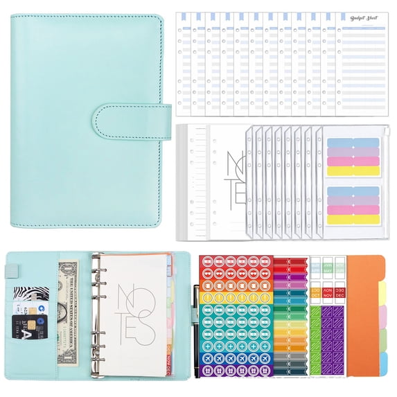 ROZYARD A6 Leather Notepad Set Binder Budget Planner Kit Portable Journal for Women Men