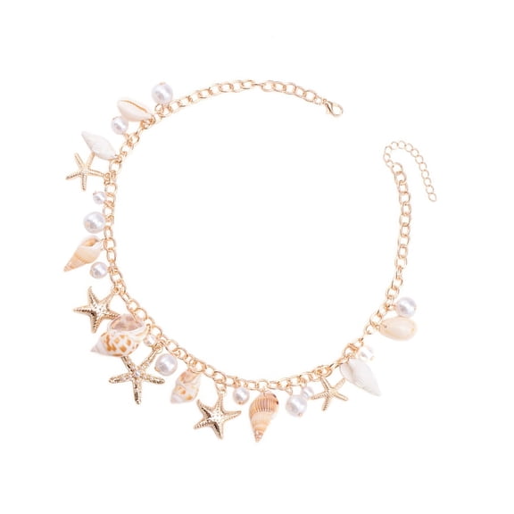 ROZYARD Beaded Necklace Shell Pendant Necklace Clavicle Chain Necklace Neck Jewelry