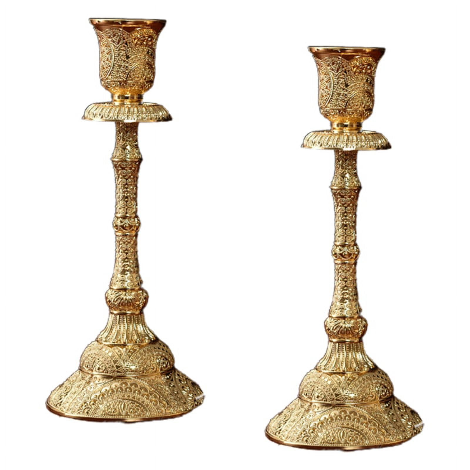 Set Of 6 Brass Candlestick Holders - Vintage Taper Candle Holders For Fireplace, Dining Table, Christmas Decor