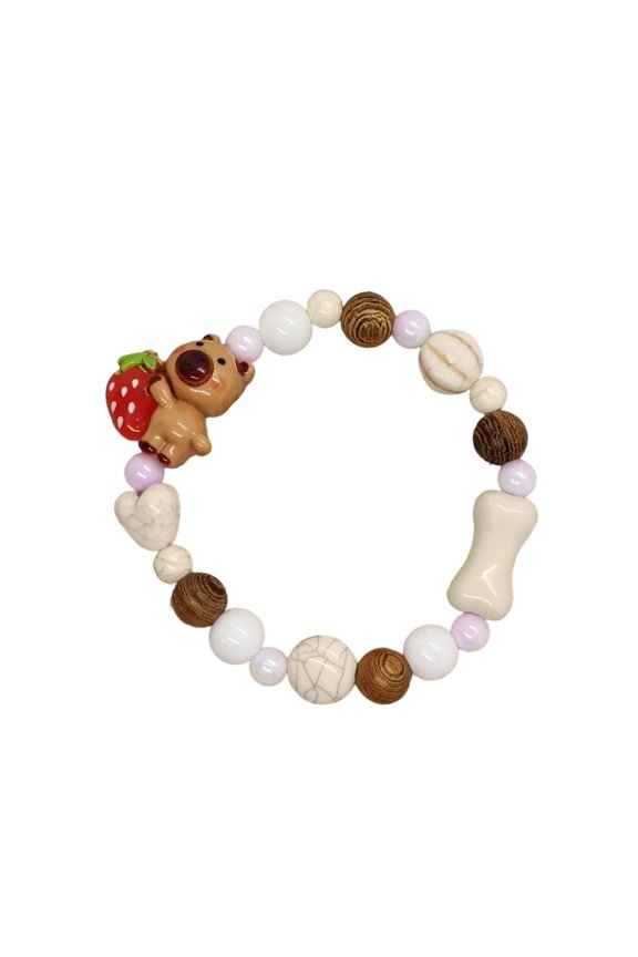 Brown Bear Charm Bracelet Ceramic Jewelry Trendy Couple Matching Gift