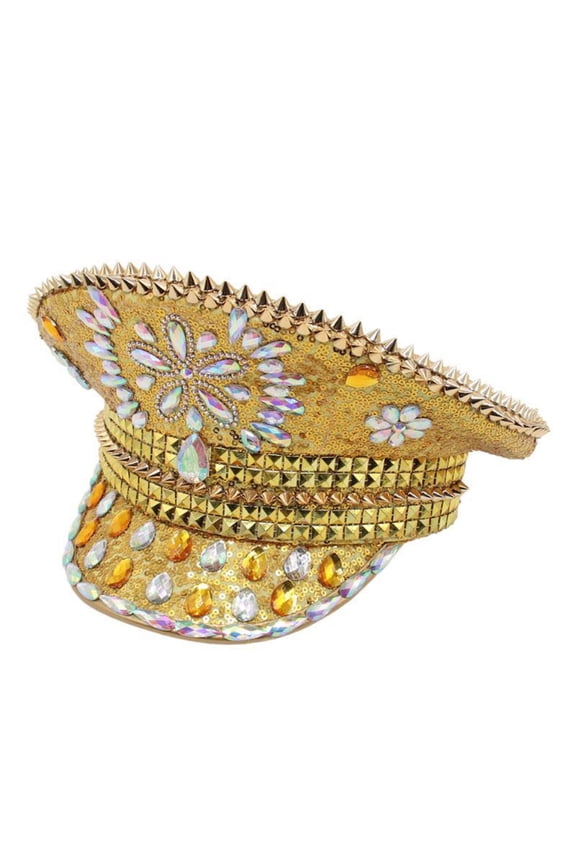 Captain Hat Rhinestones Sequins Sailor Hat Shining Cap for Bachelorette Party