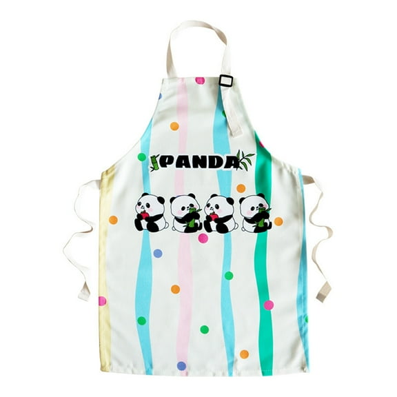 ROZYARD Child Apron with Panda Pattern Soft For Home Classroom 3-8Year Old Kids