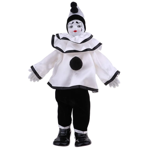 ROZYARD Classical White Ceramic Clown Doll With Delicate Paintwork Display Decoration