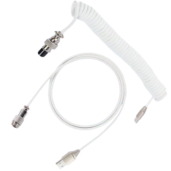 ROZYARD Coiled USB C Keyboards Cable for Fast Charging and Data Transfer with Detachable Aviators Connectors