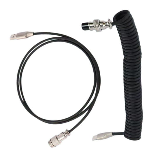 ROZYARD Coiled USB C Keyboards Cable for Fast Charging and Data Transfer with Detachable Aviators Connectors