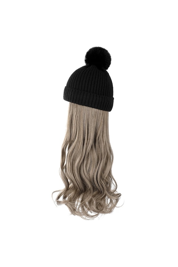 Colorful Hair Beanies with Curly Hair Extensions Windproof for Street Photography