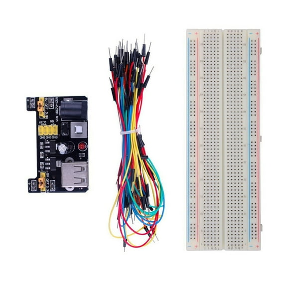 ROZYARD Comprehensive MB102 Breadboard Power Module + 65 Jumper Wires + MB102 830 Points for Prototyping and Testing