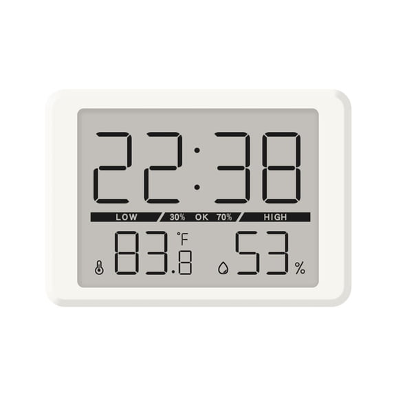 ROZYARD Contemporary LCD Wall Desk Clock with Time Date Temperature Humidity Display