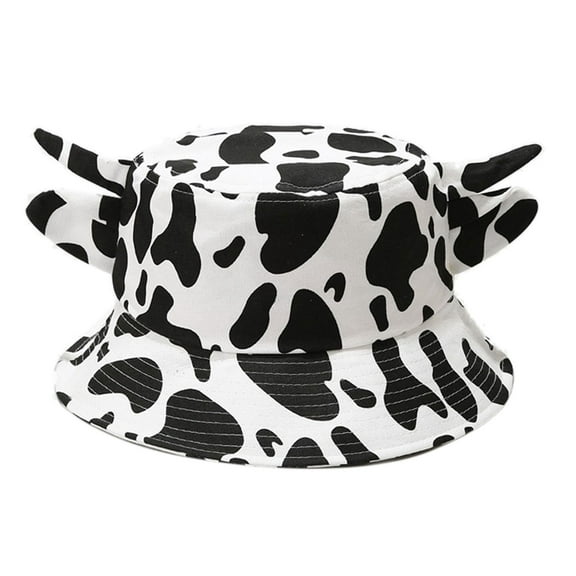ROZYARD Cow Print Fisherman Hat with Horns & Ears for Party, Travel, Vacations Unisex