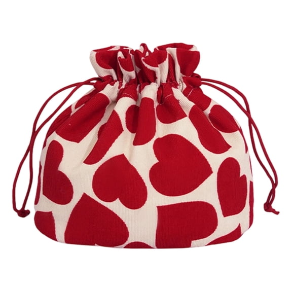 ROZYARD Drawstring Storage Bag Large Capacity Cosmetic Bag Heart Shaped Makeup Bag