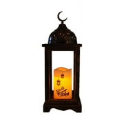 ROZYARD Eid Ramadan Mubarak Wind Light Vintage Led Desktop Lamp Wooden Lantern for Home Garden Patio Festival Decoration Moon Lamps