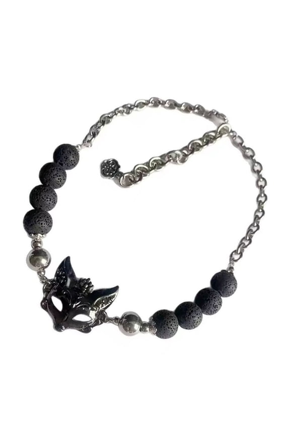 Elegant Lowrie Alloy Necklace Gothic Jewelry Piece with Volcanic Stone Beads