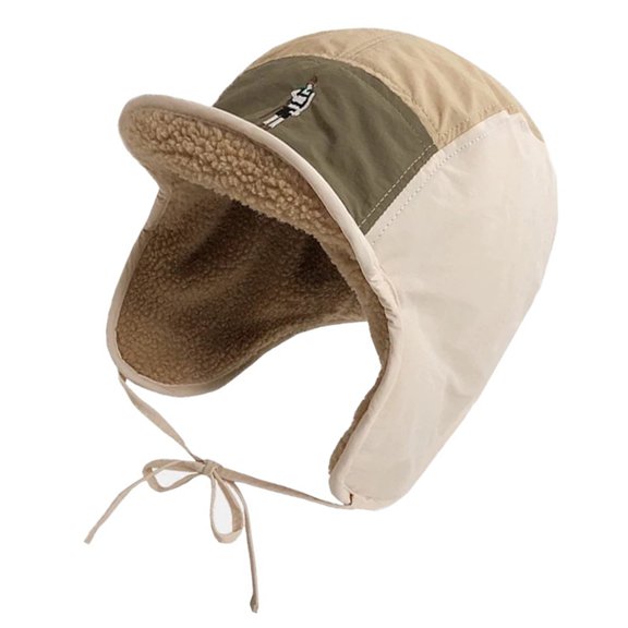 ROZYARD Embroidery Fleece Caps Contrast Color Hat Winter Warm Ear Flap Trapper Hat