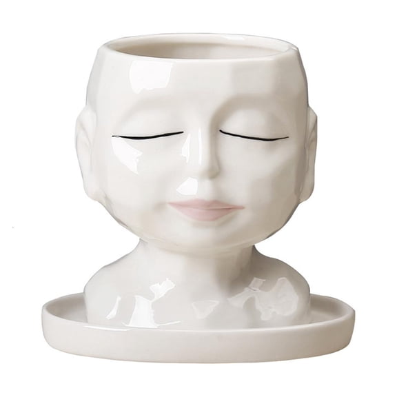 Face for Head Design Succulents Plant with Drainage Hole Indoor Outdoor Ceramic Cactus Planter Flower