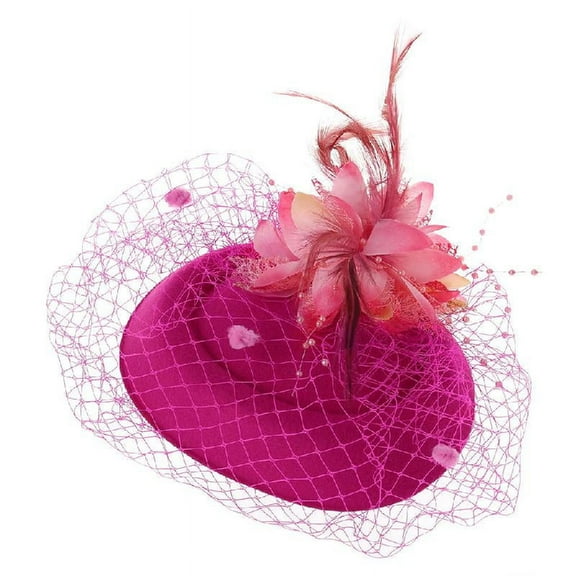 ROZYARD Fascinator Hat Topper Mesh Veil Flower Beaded Wedding Cocktail Headwear