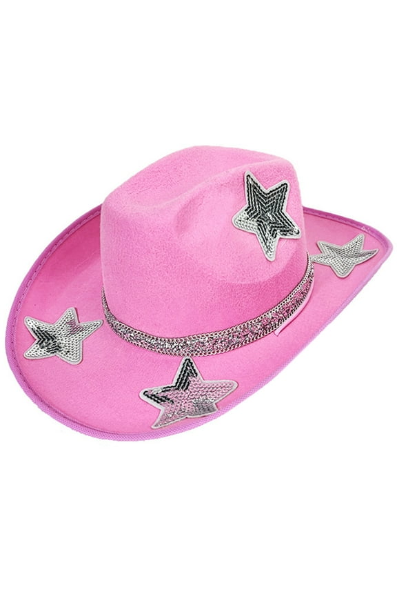 Five Pointed Star Cowgirl Hat Bridal Shower Large Brims Hat for Music Festival