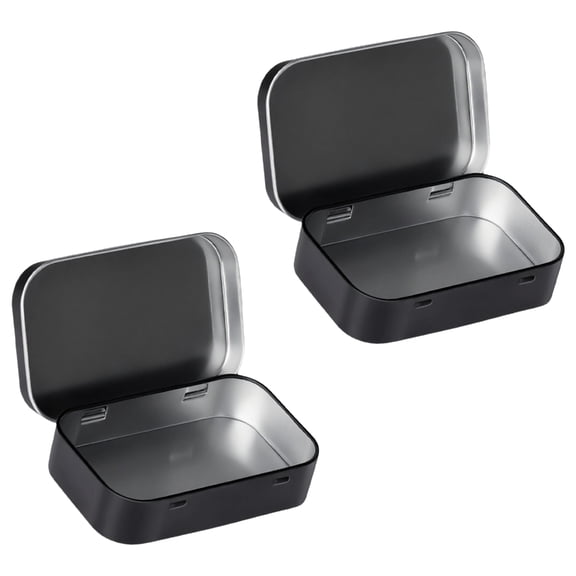 Pack of 2 Flips Top Storage Tin Boxes Iron Organizers for Retro Decoration
