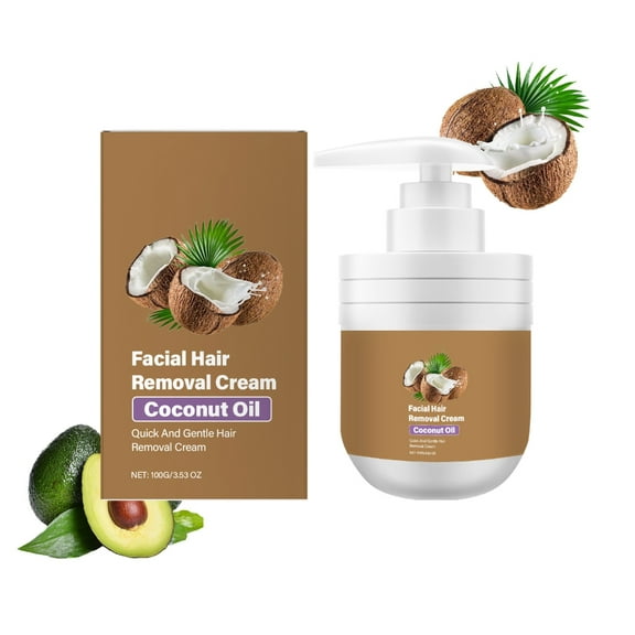 ROZYARD Gentle Coconut Face Hair Removal Cream For Sensitive Skin Upper Lip And Chin Safe Non Irritating Formula 100g