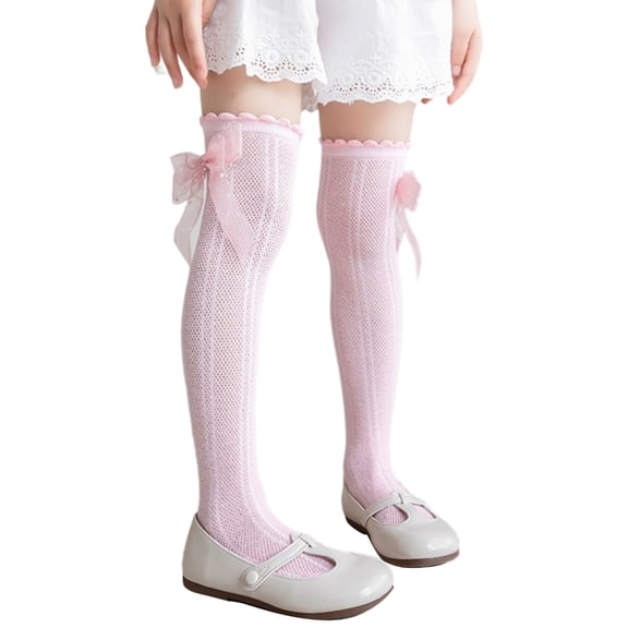 ROZYARD Girl Knee Length Cotton Socks Lovely Lace Ruffle Bowknot Accent 3-12T Kids