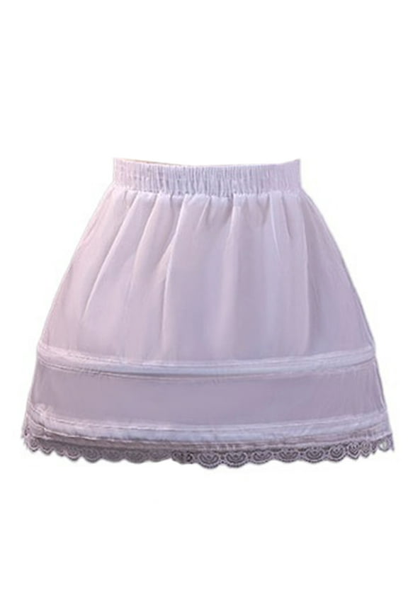 Girls Petticoat Underskirt with Lace Hem 2 Hoops Slip Short Crinoline 1-9 Years