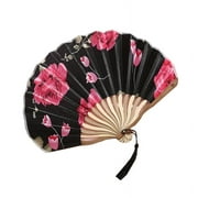 ROZYARD Hand Fan Vintage Folding Fan Bamboo Silk Flower Japanese Chinese Handheld Fan
