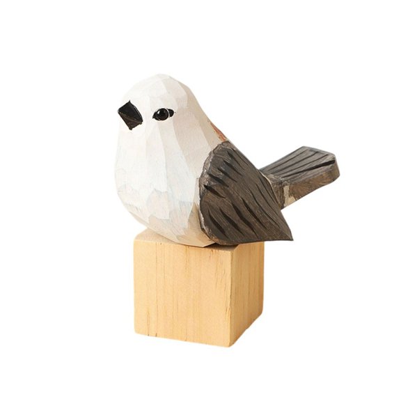 ROZYARD Intricate Carving Bird Statuette Natural Wooden Accent For Shelf Desk Display