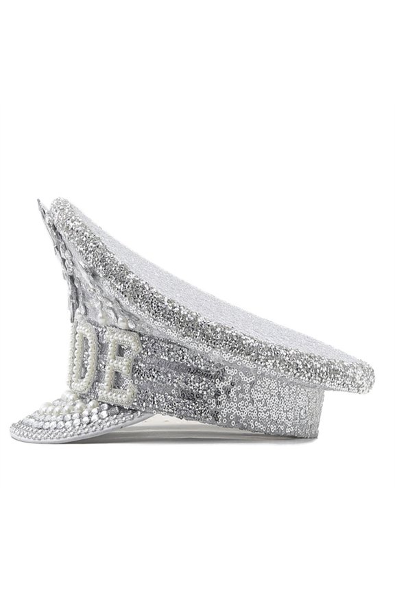 Jeweled Bride Hat Heavy Pearls Captain Hat Diamond-studded Hand Beading Hat