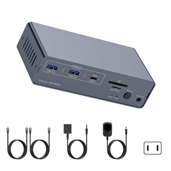 ROZYARD KVM Switcher USB C KVM Docking Station Supporting 4K60Hz Video USB 3.2 10Gbps And 1000Mbps Ethernet