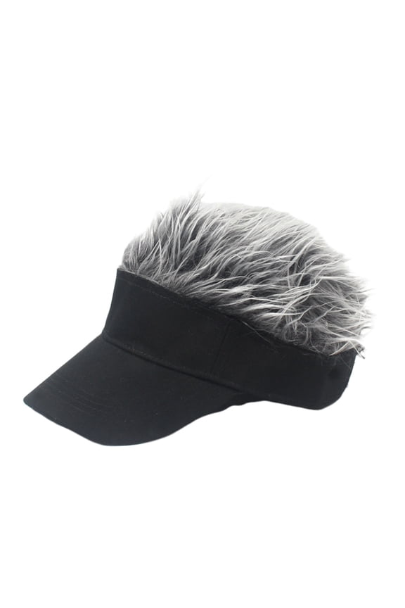 Kids Funny Baseball Cap with Spiked Fake Hair Wig Solid Color Adjustable S