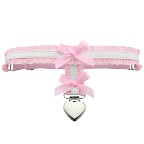 ROZYARD Lace Trimmed Faux Garter Belt With Metal Heart Clip Women Thigh Strap