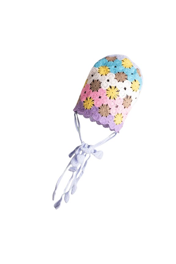 Light weight Cotton Crochet Hat Rainbow Pattern Knitted Hat Casual Wear Hat