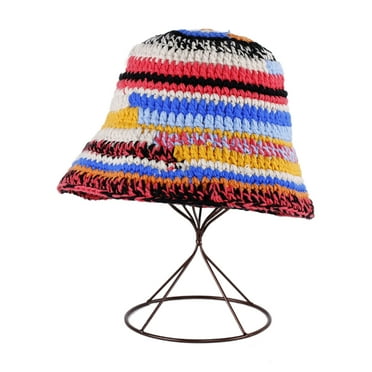 ROZYARD Lovely Stripe Beanie Hat Contrast Color Bucket Hat Women Sunproof Fisherman Hat
