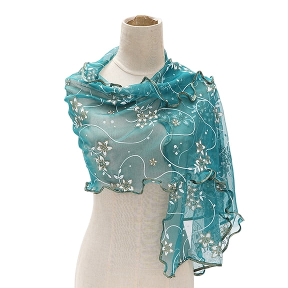 ROZYARD Luxury Floral Lace Scarf Lightweight Chiffon Elegant Neck Wrap Accessory
