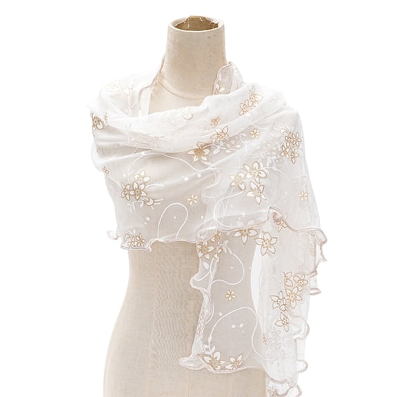 ROZYARD Luxury Floral Lace Scarf Lightweight Chiffon Elegant Neck Wrap Accessory