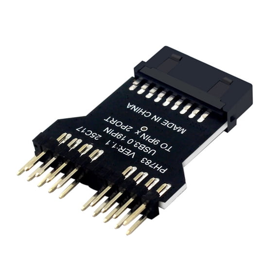 ROZYARD Motherboard Adapter For Argb Lighting Cooling Fan 19Pin USB3.0 To Two 9Pin Port