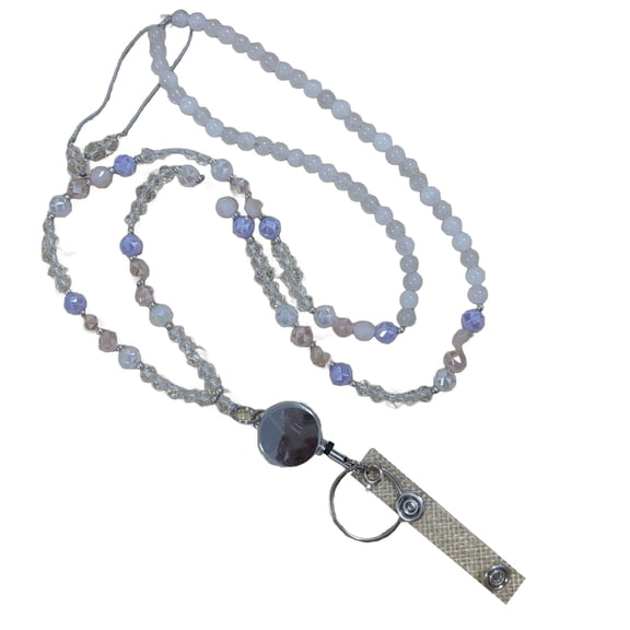 ROZYARD Natural Stone Beads Necklace Retractable Lanyard Eyeglass Holder Lanyard