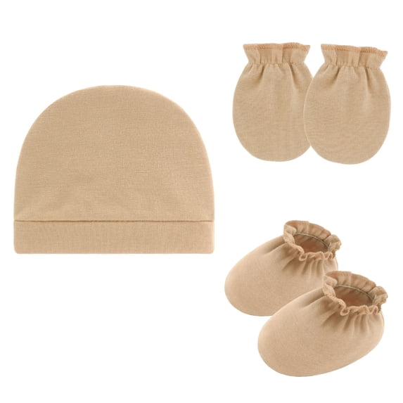 ROZYARD Newborns Protective Headwear Set Soft Gloves Booties Scratches Proof Design