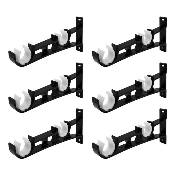 6Pcs Multipurpose Double Curtain Poles Holders Metal Wall Brackets for 25 Rods