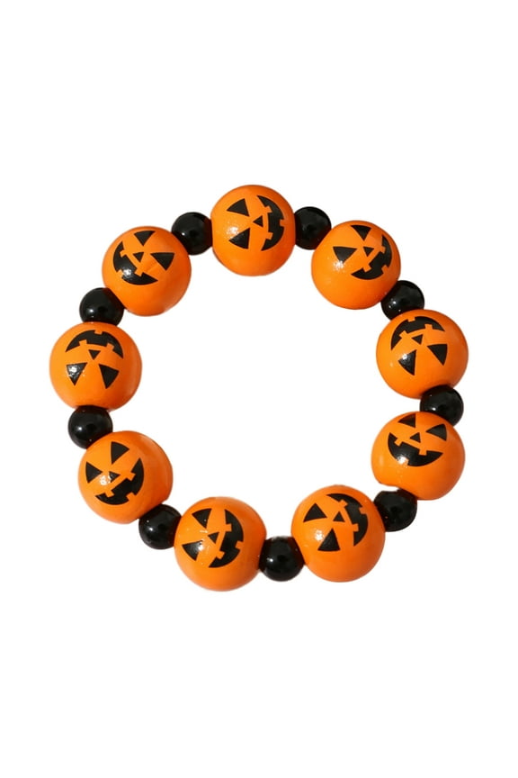 Pumpkin Spiders Bead Bracelets Elastic Bangle Wristbands Jewelry