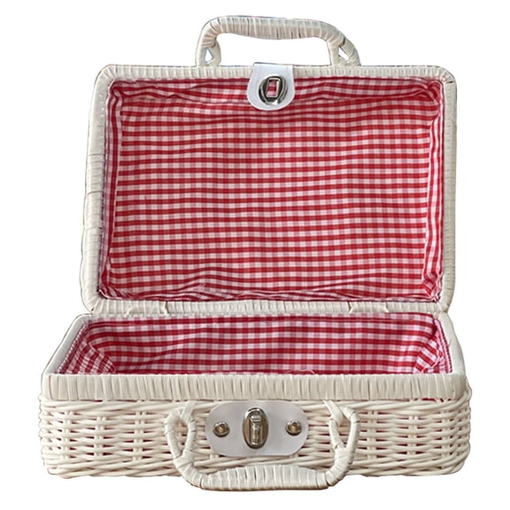 Rattan Suitcase Handicrafts Retro Jewelry Earring Ring Necklace Organizer