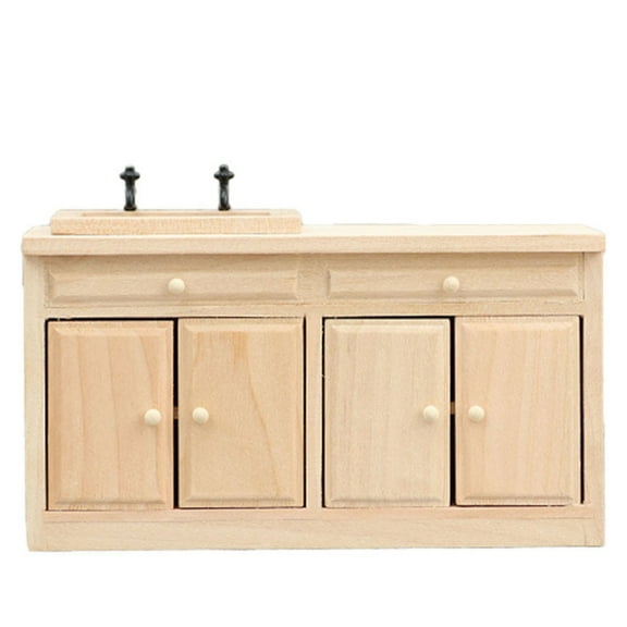 ROZYARD Realistic Dollhouses Kitchen Cabinet With Functional Door Miniature Furniture