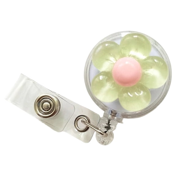 ROZYARD Retractable Badge Holder with Metal Pocket Clip Flower ABS Badge Holder
