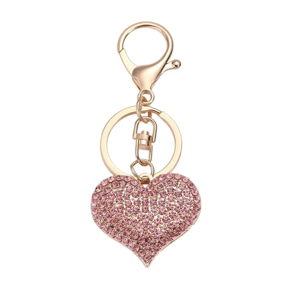 ROZYARD Rhinestoned Heart Shaped Keychain Fade Resistant Keyring Charm Decoration