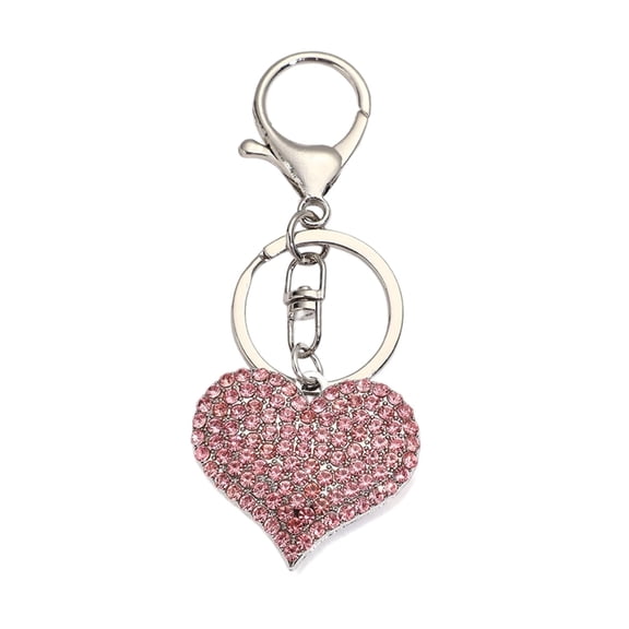 ROZYARD Rhinestoned Heart Shaped Keychain Fade Resistant Keyring Charm Decoration
